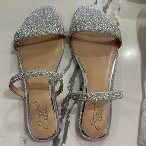 Badgley Mischka Rhinestone Silver Sandals